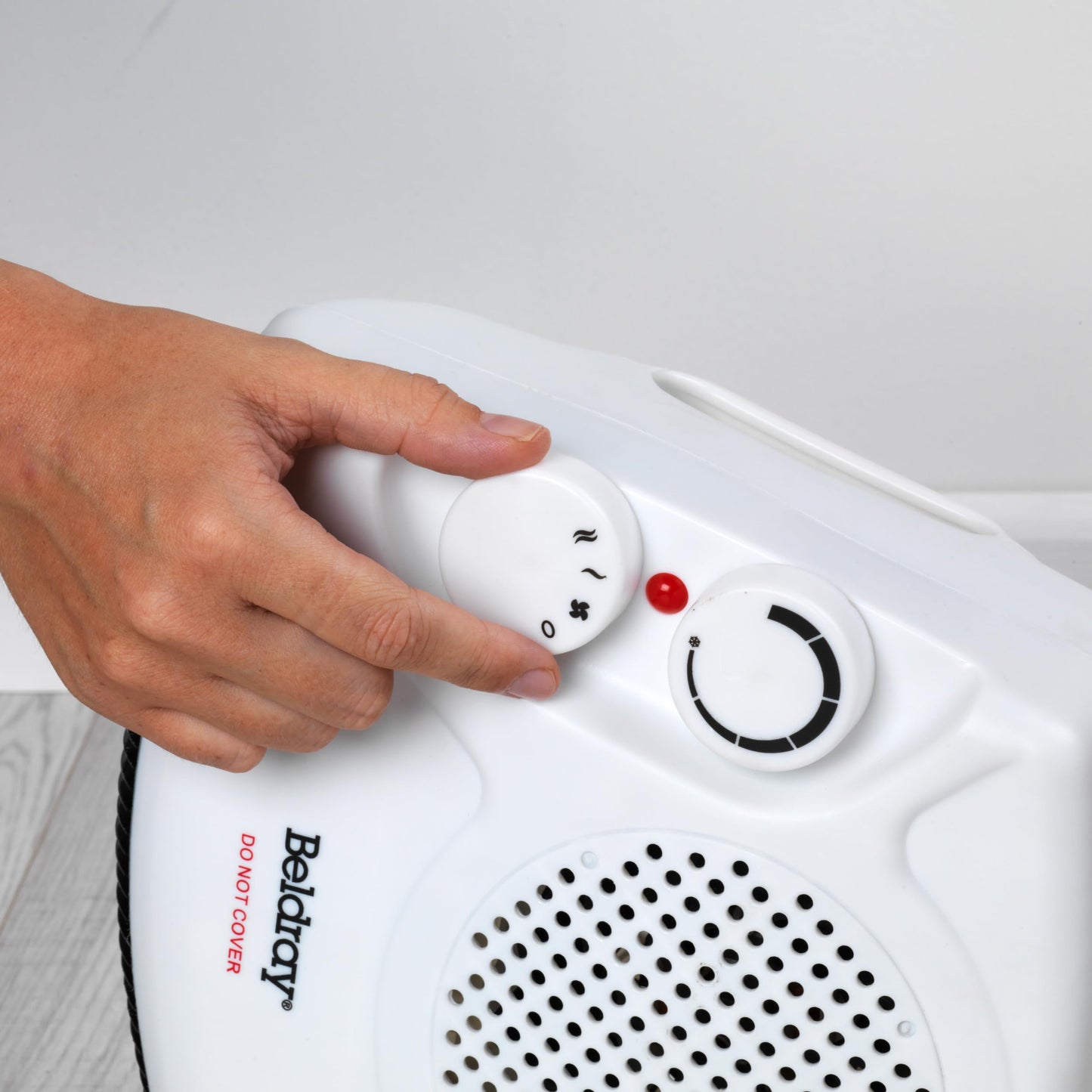 Beldray Electric Flatbed Fan Heater – Upright Heater with 2 Heat Settings and Cool Air Function, Adjustable Thermostat, Overheat Protection, Dual Position, Portable Carry Handle, 2000 W EH0569SSTK