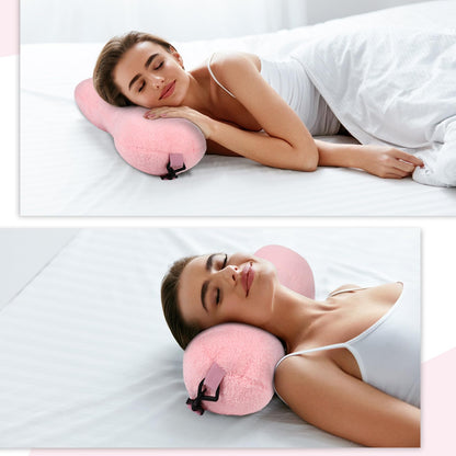 1 Pc Neck Pillow for Recliner Headrest Pillow Bone Shaped Chair Plush with Adjustable Strap Neck Support and Pain Relief Curve Head Cushion for Car Travel Airplane (Grey)