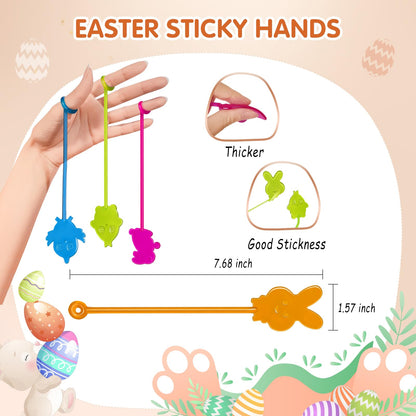 Valentines Sticky Hands Bulk 48PCS Valentines Day Gifts for Kids Classroom Prizes Valentines Party Favors for Kids Stretchy Heart Sticky Hand Toy Valentines Day Goodie Bag Stuffers Kid Party Supplies