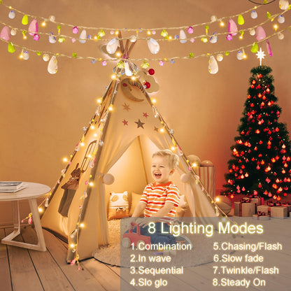 [Updated Version] Indoor House String Lights-Bohemia Style String with Jewels-Colorful Jewels LED Fairy Christmas Lights-Battery Powered-8 Mode- Remote-Timer30 Warm White LED Gift Lights for Girl