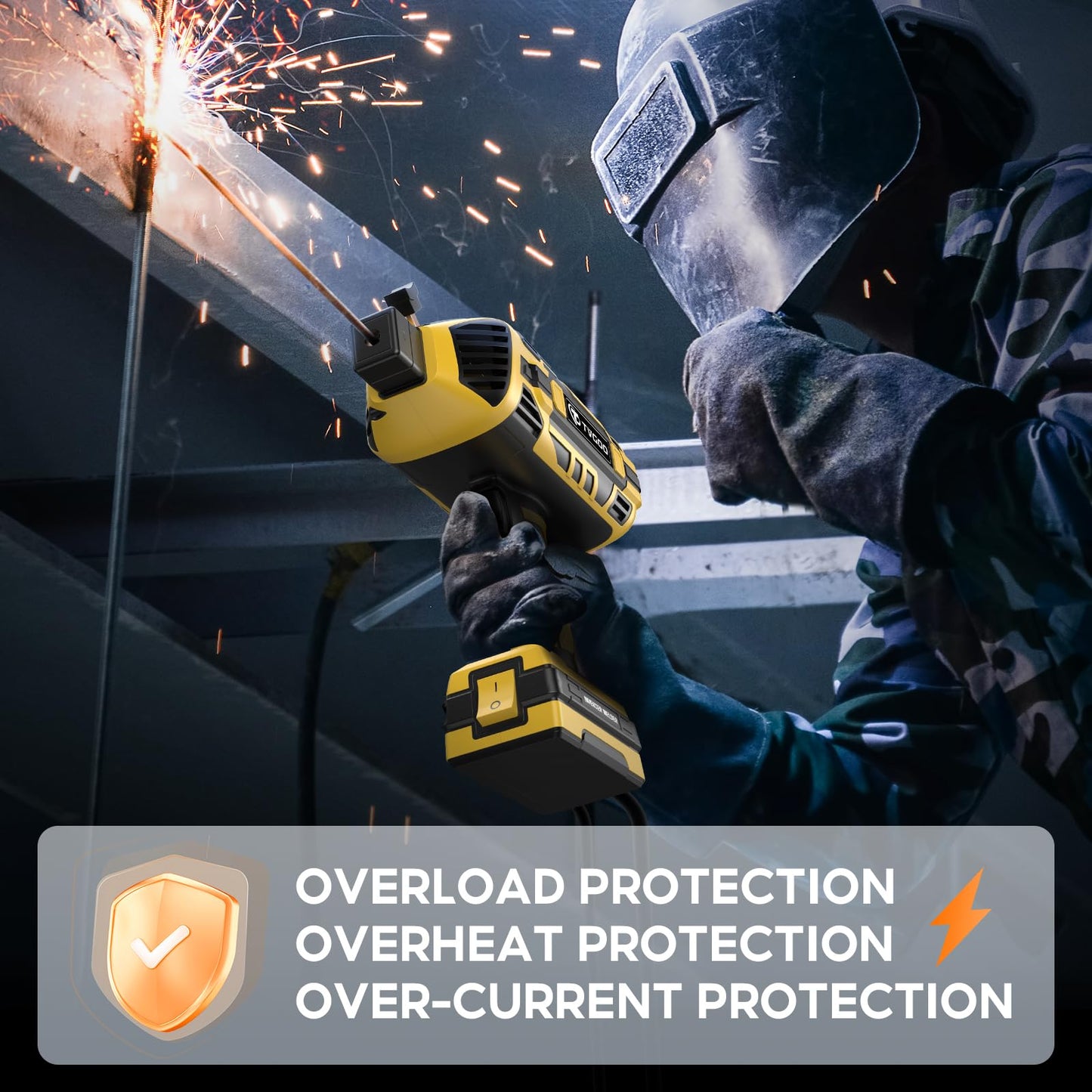 Tvgoo Portable Handheld Welding Machine - 110V IGBT Inverter Handheld Welder, 20-120A Portable ARC Welder with 5 Variable Current Adjustments,Hot Start & Anti-Stick for 3/32"-1/8" Welding Rods(Yellow)