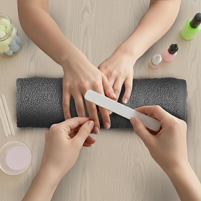 24 Pack Dark Grey Hand Towel 100% Cotton Spa Towel – 16x27 inches Highly