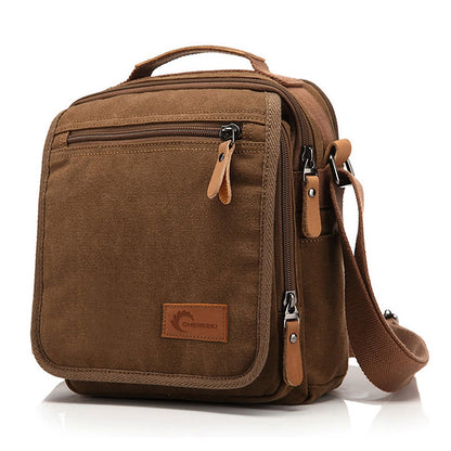 CHEREEKI Canvas Bag, Shoulder Bag Messenger Bag with Multiple Pockets (Hold 10 inch Tablet, Kindle)