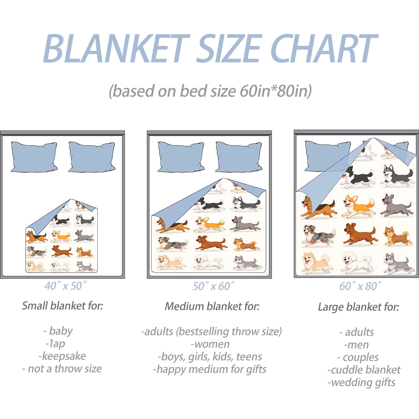 TRYYN Playful Running Dog Throw Blanket, Adorable Cartoon Puppy Theme, Soft Flannel Fleece, 50x60 Inch, Couch Bedroom Playroom Blankets for Dogs Lovers, Cozy Funny Pet Home Decor Gifts