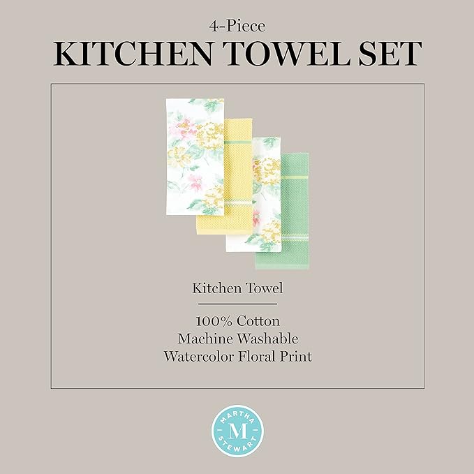 Martha Stewart Amber Floral Kitchen Towel Set 4-Pack