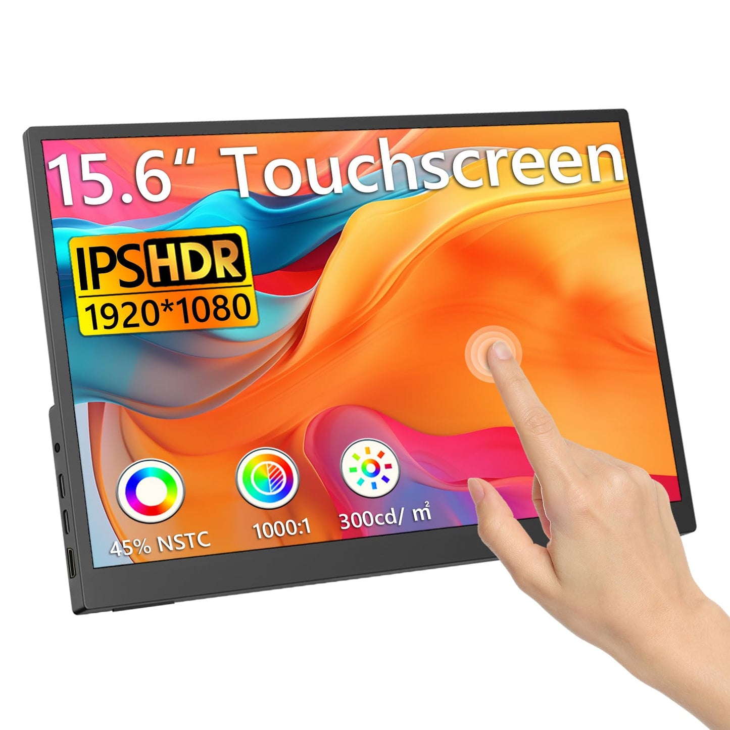Portable Monitor Touchscreen, 15.6''Laptop Screen Extender, FHD IPS Touch Screen, Travel Monitor with Kickstand & Speaker, HDMI USB C External Monitors for Laptop Phone Computer Xbox Switch