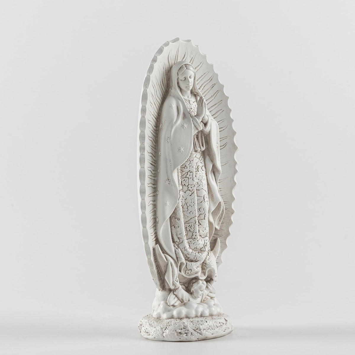 DevotedWalls 7 inch Handcrafted Our Lady of Guadalupe Statue,Catholic Resin Religious Figurine,Virgin Mary Statue of Mexico,Mother of Jesus Figurine for Home Decor Gifts（Small White Virgin Mary）