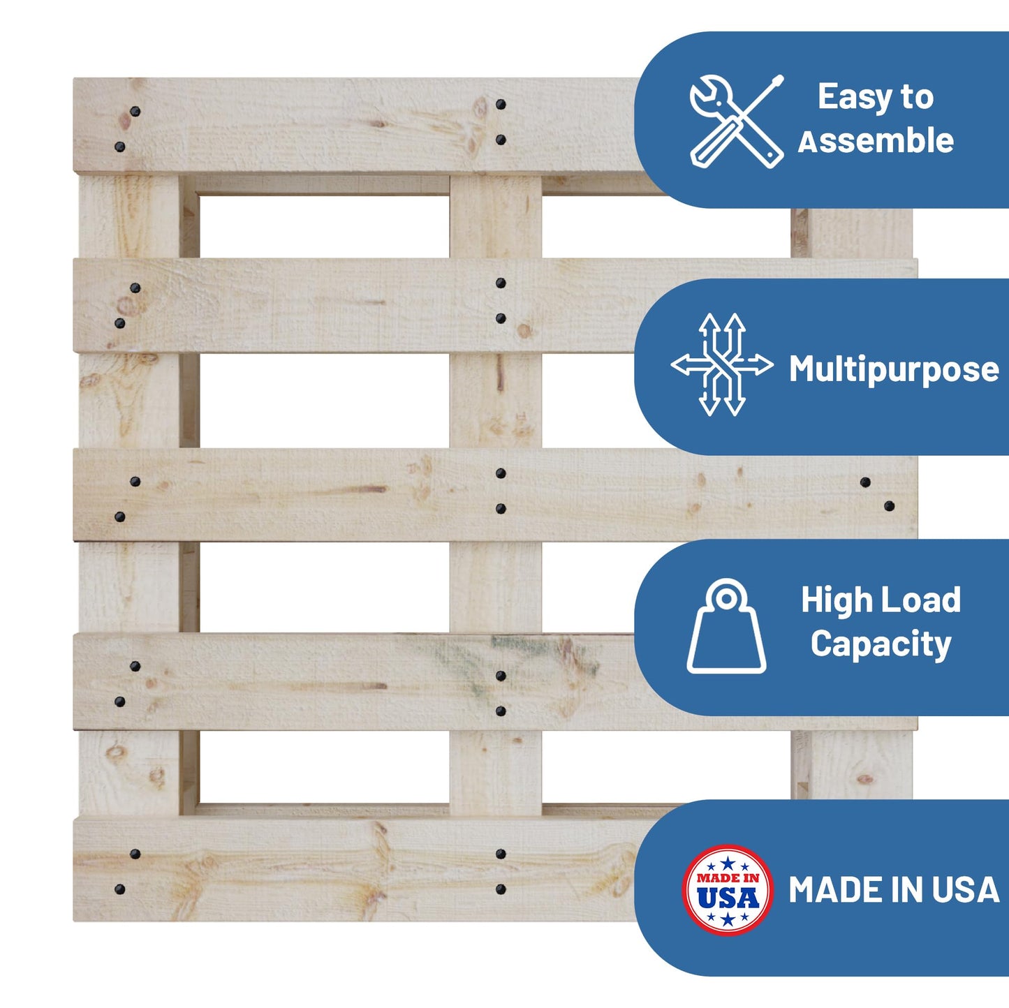 Treaton, 48x48x5 Wooden Pallet Kit, Heavy-Duty Industrial Grade Pinewood, Unassembled Flat-Pack, Stackable & Reusable, Lightweight Floor Pallet, Warehouse, Supermarket & Indoor Storage, 5 Pcs