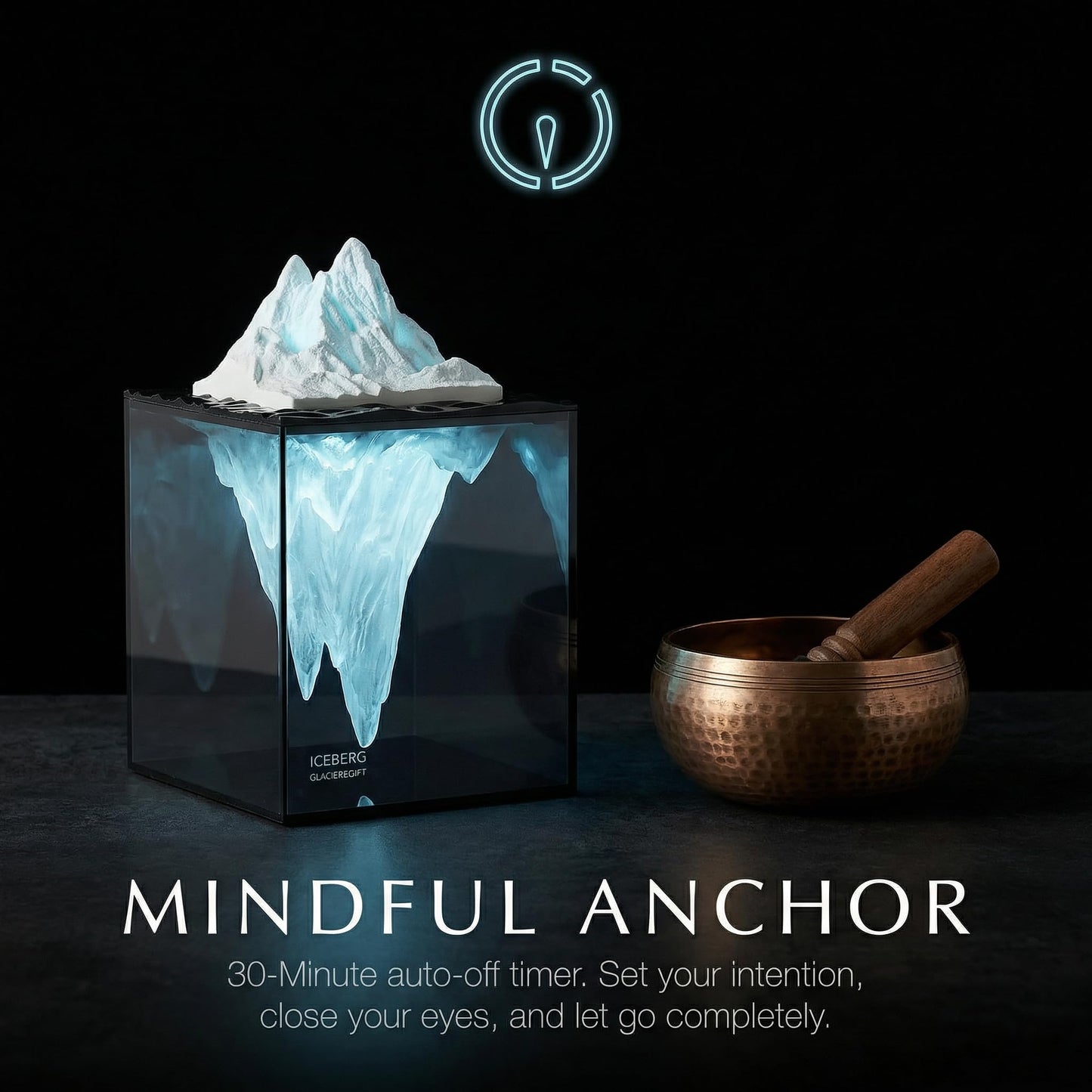 Calming Iceberg Essential Oil Stone Diffuser & Mood Lamp, Silent Flameless Aromatherapy Night Light, Minimalist Zen Decor for Stress Relief, Mindfulness & Meditation Gift (Pro - RGB Pink)