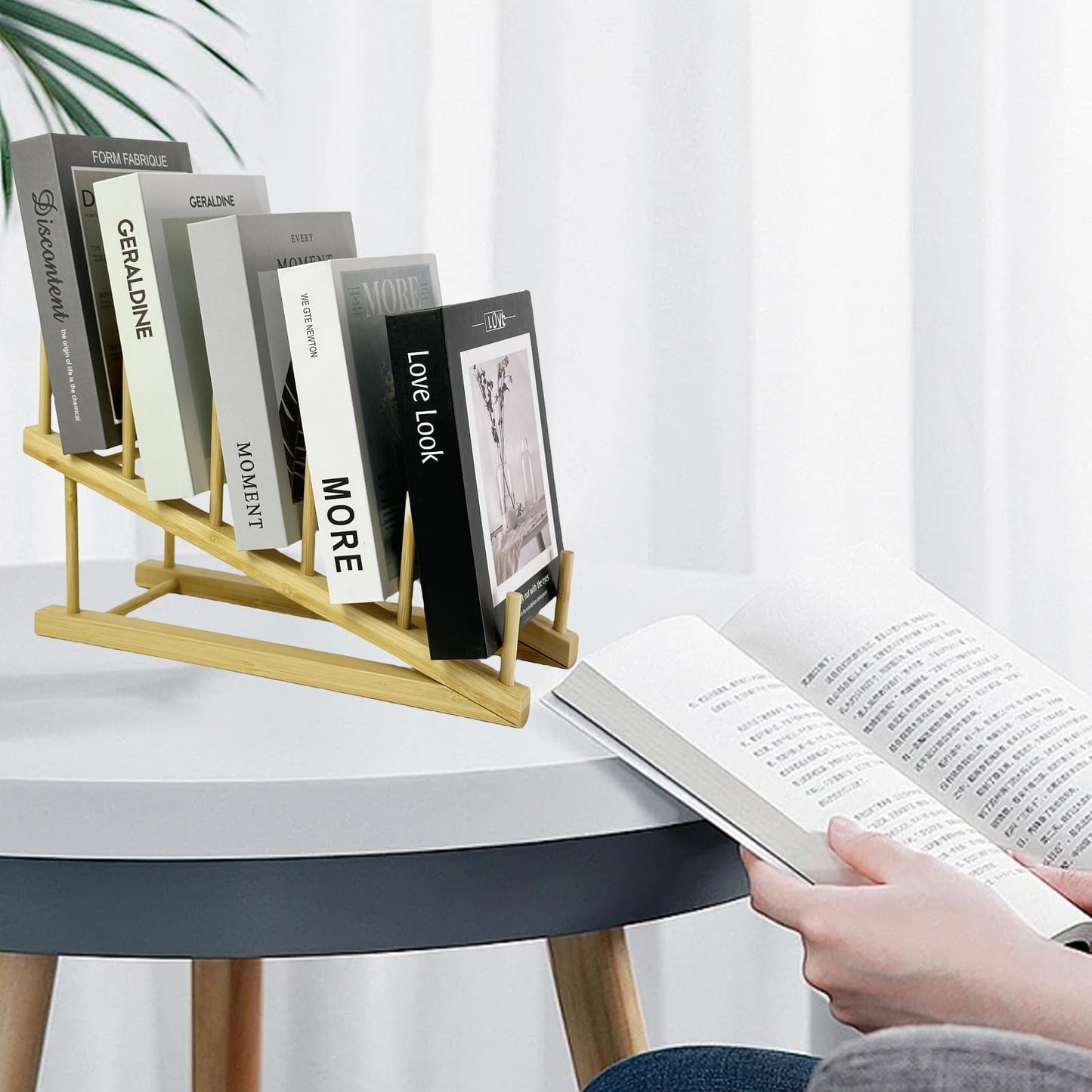 GYSLEOT Book Display Stand Holder, 5-Tier Wooden Book Rack Organizer For Magazines, Tabletop Kids Bookshelf Art Display Shelf For Vendors Craft Trade Shows
