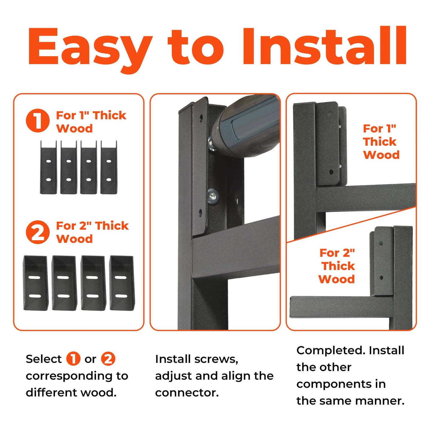 Steel Frame DIY Building Gate Kit, Adjustable 36-60" Wide for 7ft High Fences, Fence Gate Kit Fits 1x4 & 2x4 Wood, Powder Coated