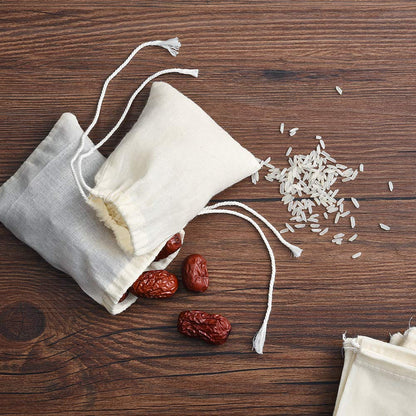 Irich 50 Pack Cotton Muslin Bags, Reusable Tea Bags with Drawstring, Small Cheesecloth Bags for Cooking, Soup, Tea Coffee Filter, Spice Storage (8 * 10cm)