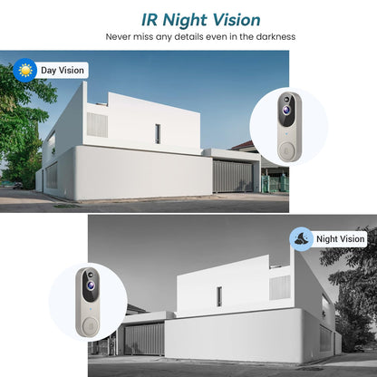 Orbitell Wireless Wi-Fi Video Doorbell Camera with Two Way Audio, AI Motion Detection, Night Vision and Cloud Storage, 2.4G Wi-Fi only