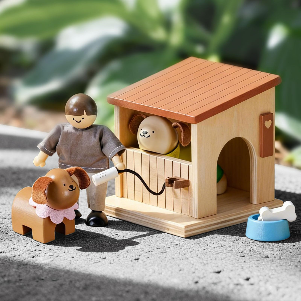 Tiny Land Wooden Dollhouse Animal Set for Toddlers, Dollhouse Accessories & Dolls House Furniture Sets for Toddlers, Montessori Pretend Play Family Pets Set Toys, Gift for Kids Age 3+