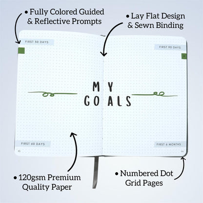 New Job Notebook Onboarding & Onwards! - Hardcover Guided Journal For Work, Business, Office Professionals Starting a Job, A5 Size (5.8 x 8.3 inch), 185 Pages, 120gsm Paper, Personal Organizer, Grey