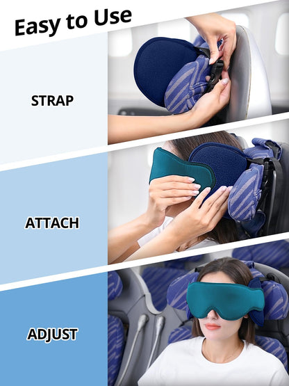 Inspireyes Travel Pillow for Airplanes, Airplanes Pillow with Eye Mask for Sleeping, Long Haul Flight Essentials Head Support Soft Pillow, Car Road Trip Travel Pillow, Royal Blue