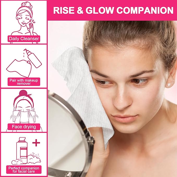 FACEMADE 60 Count Disposable Face Towels, 100% USDA Biobased Face Towelettes