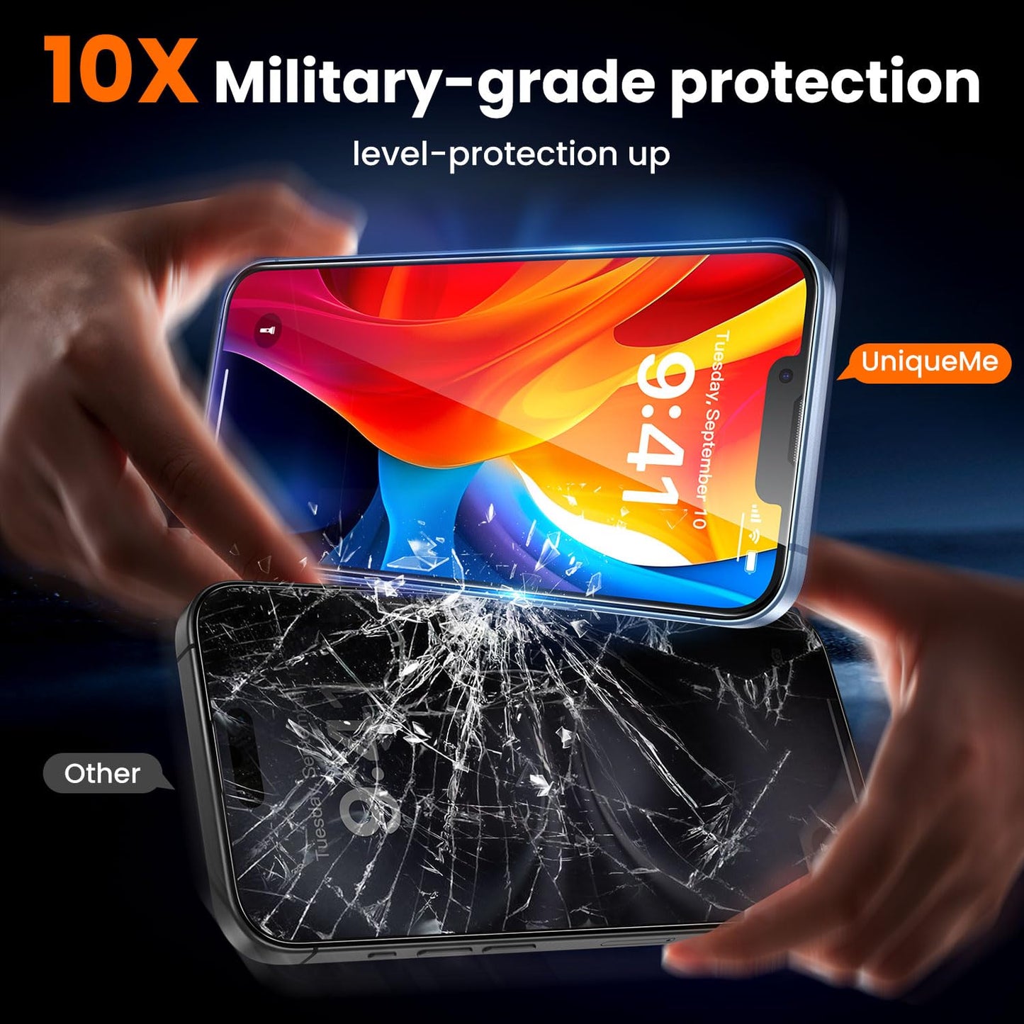 UniqueMe for iPhone 16 Pro Screen Protector - [Military Grade Shatterproof & 9H+ Hardness] Screen Protector 16 Pro Tempered Glass Full Coverage Protection, Easy Installation, 2 Packs