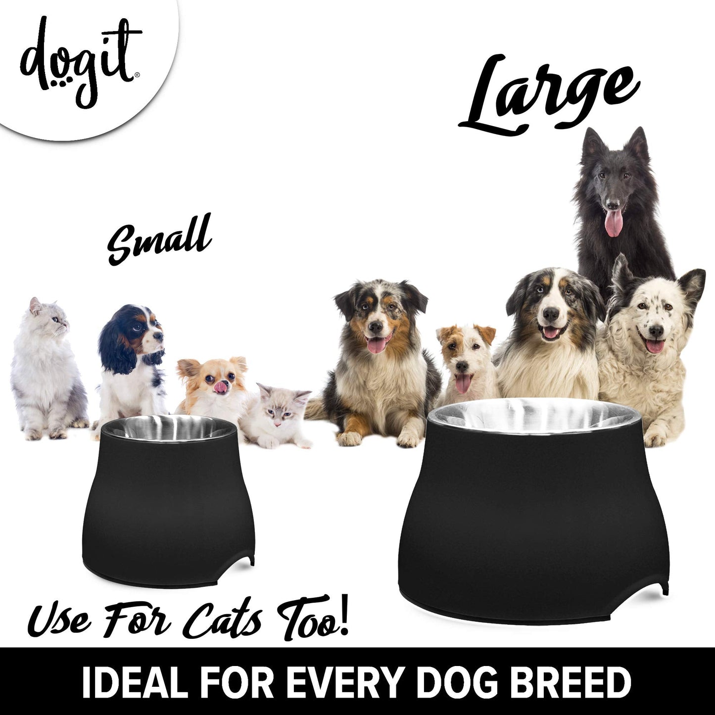 Dogit 2-in-1 Elevated Dish/Bowl, Black, 900 ml