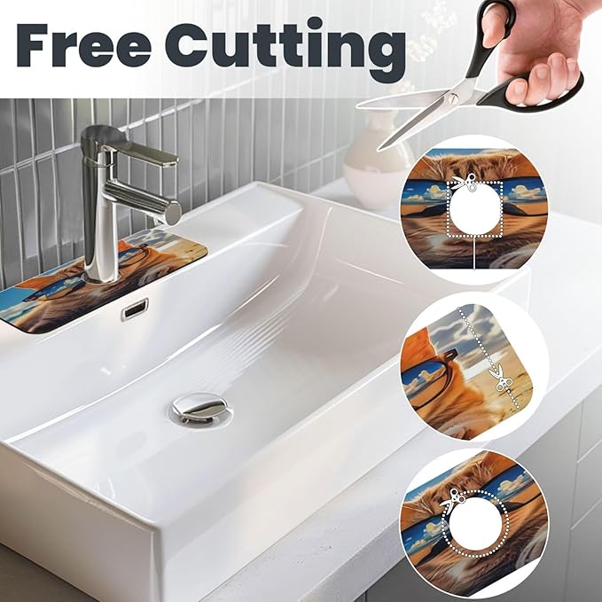 Sunshine Beach Cat Cases Kitchen sink faucet pad, strong water absorption