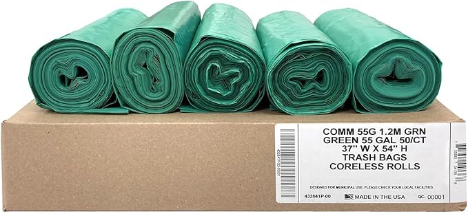 Ultrasac Heavy Duty 55 Gallon Green Trash Bags