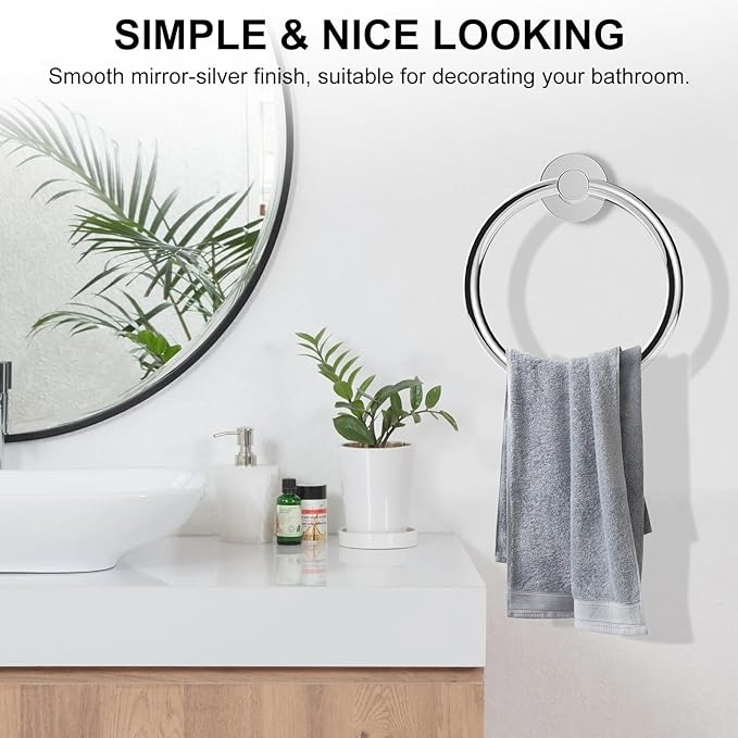 SetSail Towel Holder for Bathroom Wall 2 Packs Towel Ring Stainless Steel Heavy