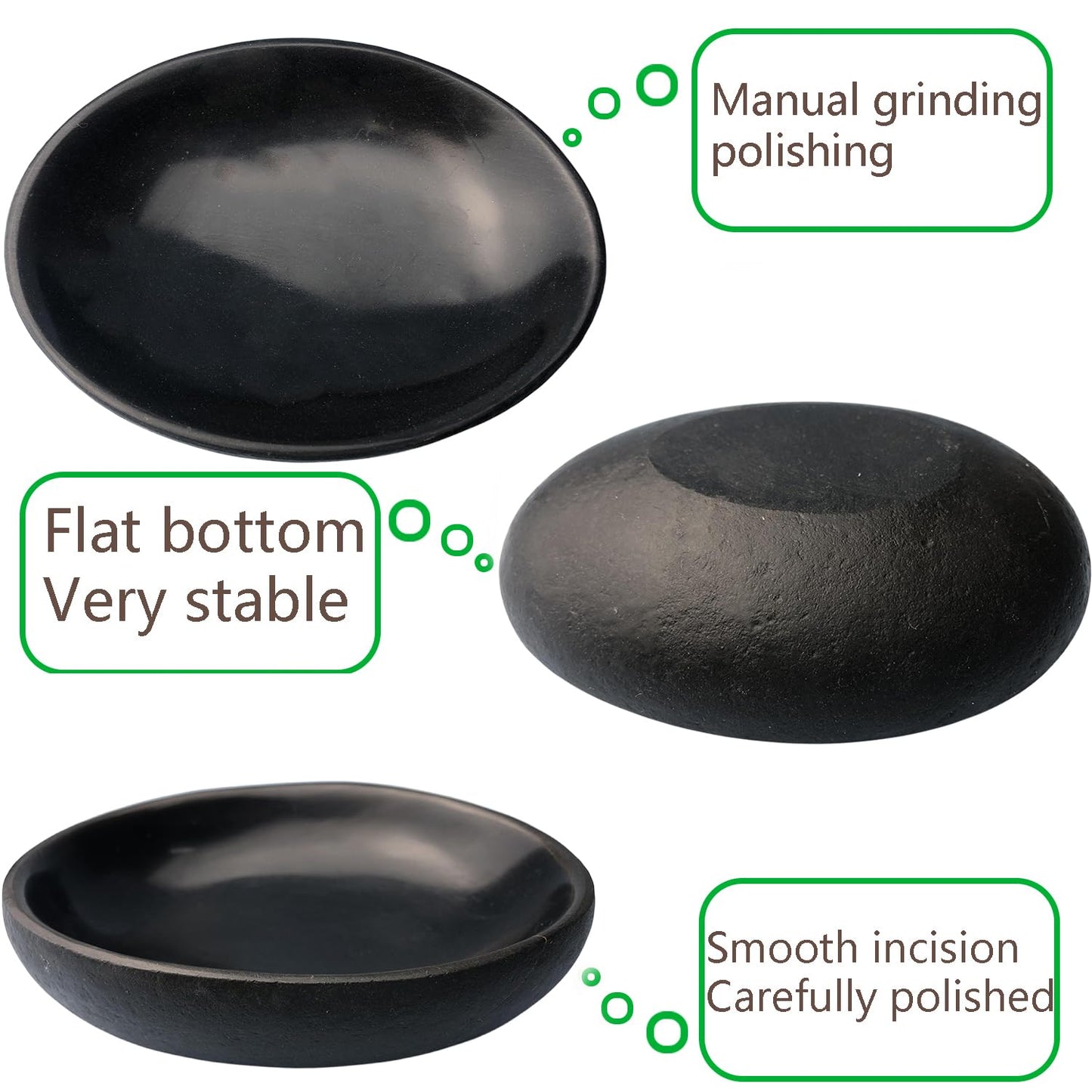 XIOFU Handmade Decorative Bowl - Natural River Stone Pebble Artisan Crafted Serving Dish | 4-6 Inch Unique Decorative Tray for Home Centerpiece, Jewelry Holder (black)