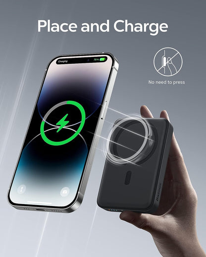 Baseus Magsafe Portable Charger for iPhone, 10,000mAh 15W Magnetic Power Bank, Qi2 Certified Fast Charging Wireless Battery Pack, 22.5W USB-A & 20W USB-C for iPhone 17/16/15/14/13/12, 2025 Version