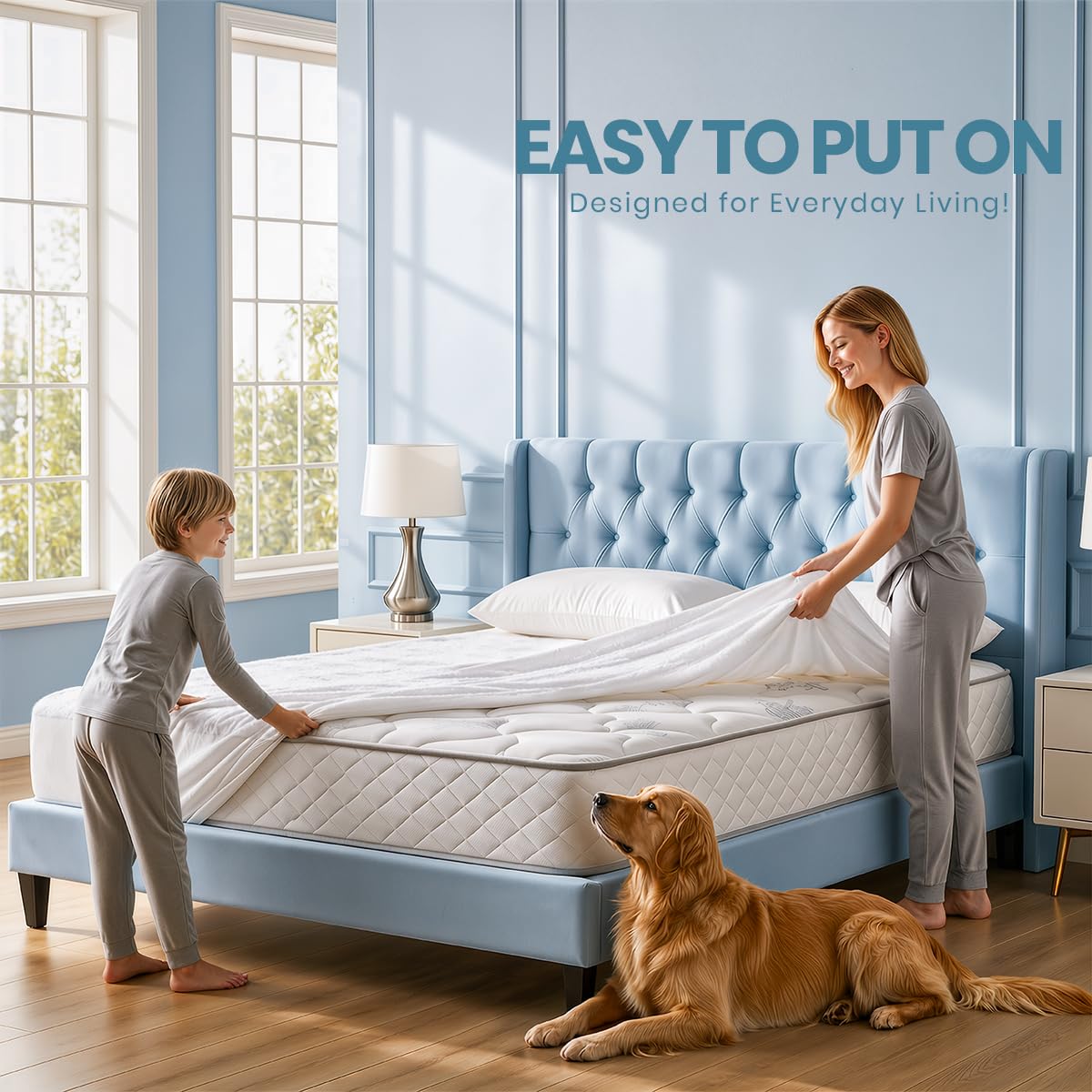 Queen Size Mattress Protector Waterproof 2 Pack, Premium 200 GSM Terry Mattress Cover, Soft & Breathable Bed Cover, Fitted Sheet Style Stretchable Deep Pockets 17" by Utopia Bedding (White)
