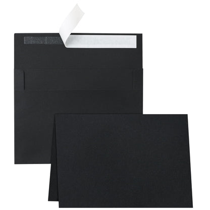 Silunkia 100 Packs Black Blank Note Cards and Envelopes 5 x 7 Heavyweight Folded Cardstock and A7 Envelopes Self Seal for Wedding Invitations, DIY Greeting Card, Thank You Cards, Birthday