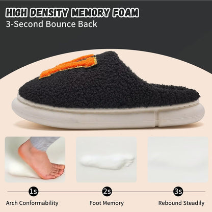 WateLves Women's Pillow Warm Memory Foam Slippers Comfortable Cute House Shoes Lightweight Fuzzy Christmas Slippers(DIY,Black-42/43)