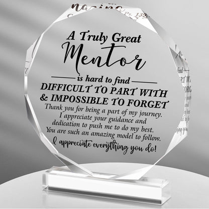 Panelee Thank You Gifts for Women Men Acrylic Appreciation Inspirational Gift Office Coworker Farewell Acrylic Sign Table Decor for Home(Mentor)