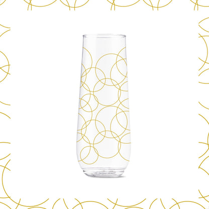 TOSSWARE POP 9oz Flute Festive Cheers Series, SET OF 6, Premium Quality, Recyclable, Unbreakable & Crystal Clear Plastic Printed Champagne Glasses