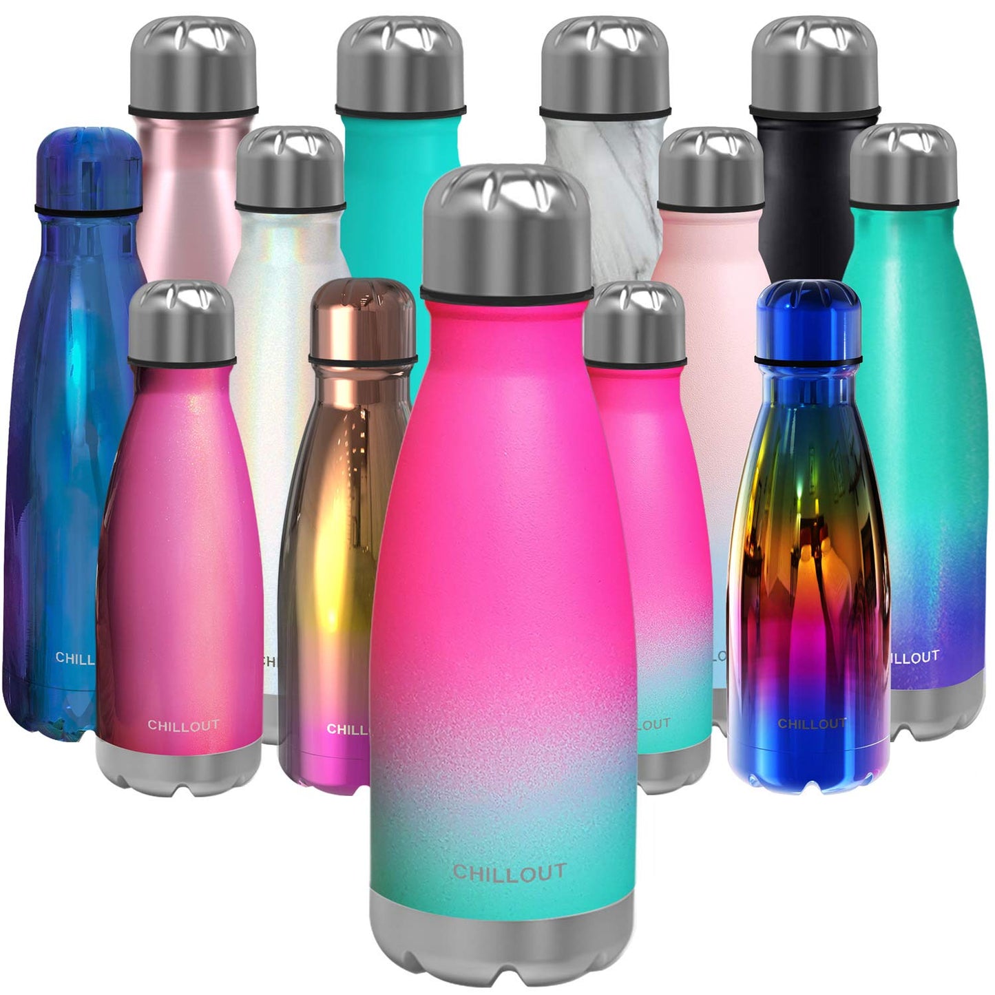 CHILLOUT LIFE Stainless Steel Water Bottle for Kids School: 12 oz Double Wall Insulated Cola Bottle Shape for Cold and Warm Drinks, BPA Free Metal Sports Bottle for Boys, Girls & Women