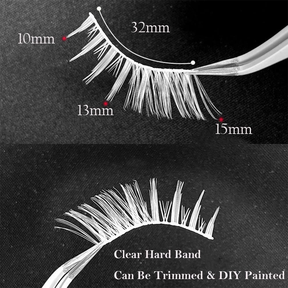 MUQIU37 White Lashes Fairy Eyelashes Cat Eye Wispy Spiky False Eyelashes Cosplay Manga Lashes Halloween Easter Lashes Natural Anime White Fake Lashes Fox Eye Long Volume Fake Eyelashes (MQ15-5 Pairs)