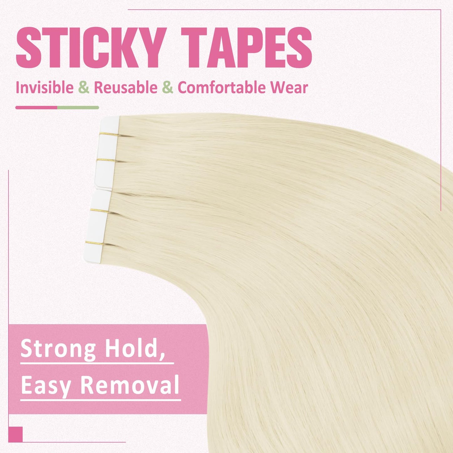 YoungSee Blonde Tape in Hair Extensions Human Hair 20pcs Platinum Blonde Tape Hair Extensions Real Human Hair 12Inch 30g Short Straight Hair for Women
