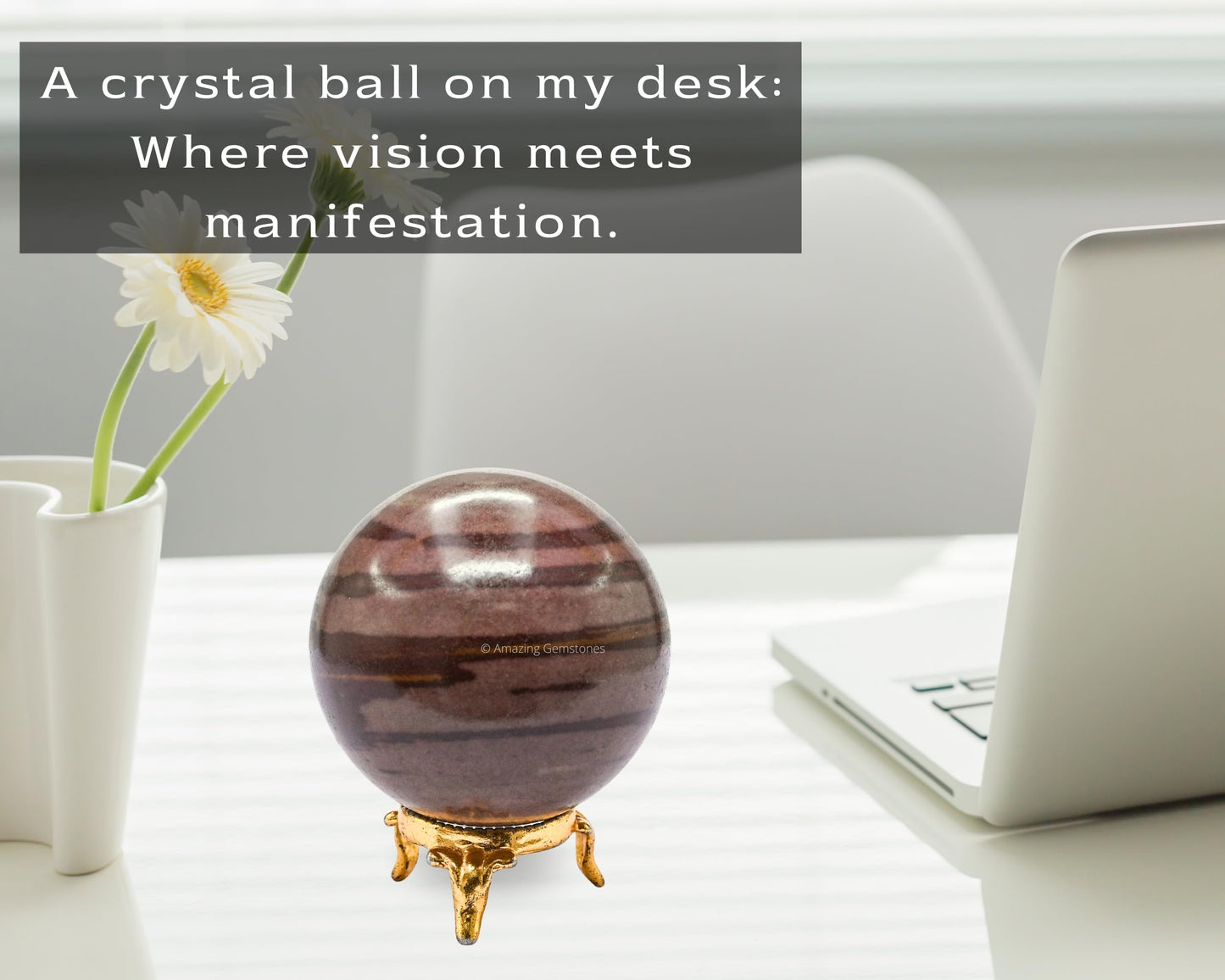 Amazing Gemstone Narmada Stone Crystal Ball with Stand - 2.5" Inches Large Crystal Sphere Meditation Balls for Witchcraft and Decorative Balls