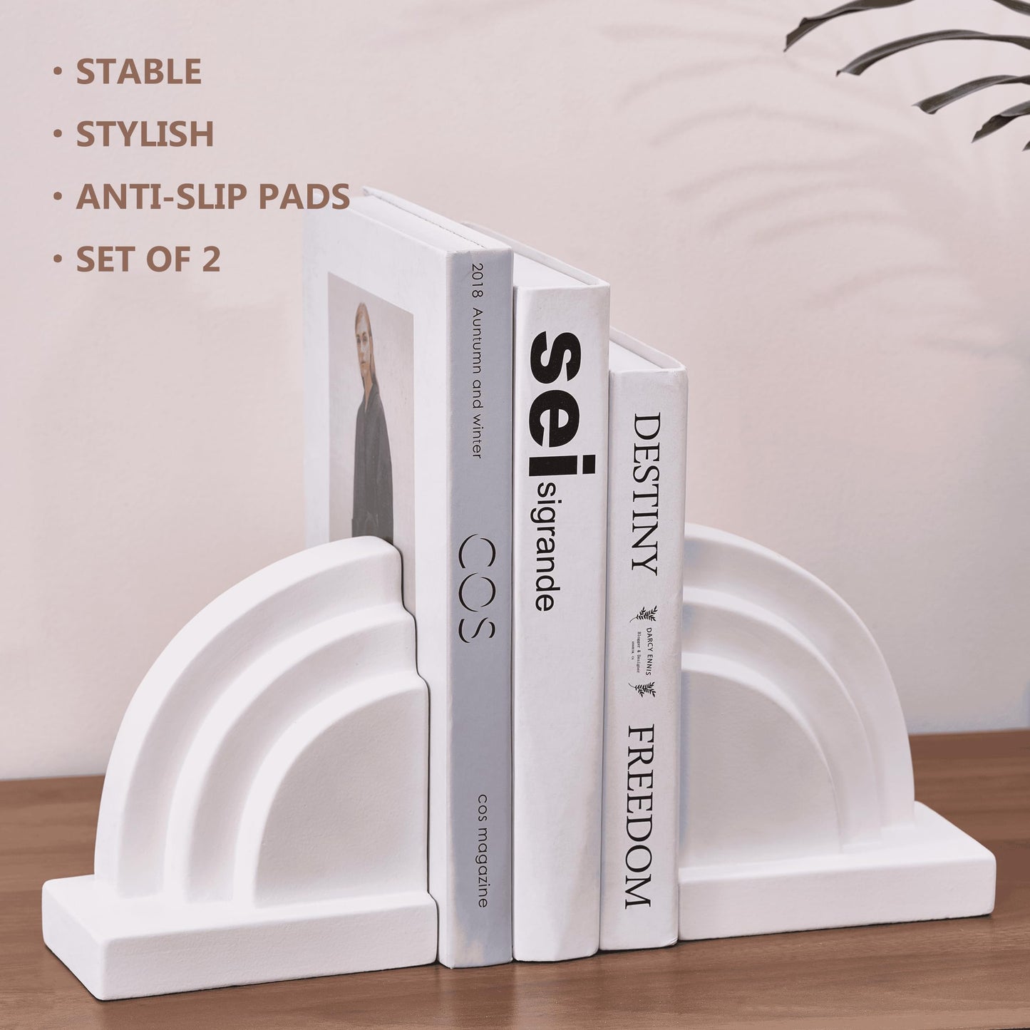 Concrete Bookends for Heavy Books - Heavy Duty 2-Piece Set for Shelves, Decorative Book Ends for Home Office Library, Non-Slip Base