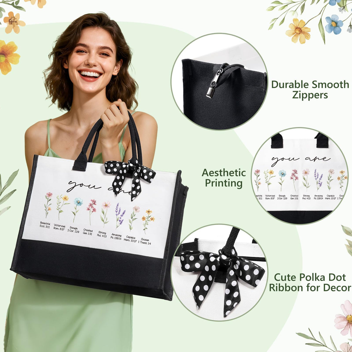 Christian Gifts for Christians Women Faith, Religious Inspirational Easter Gifts for Catholic Women, Spiritual Easter Basket Birthday Gift Set for Her Mom Sister Friend Grandma Wife w/ Canvas Tote Bag