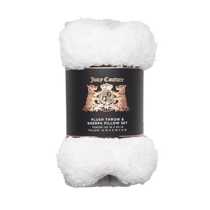 Juicy Couture Grey Paws and Stripes Dog Blanket with Sherpa Bone Shaped Pillow – Plush Puppy Blanket Throw, Breathable, Lightweight, Machine Washable, Cat Blanket for Small Medium & Large Pets