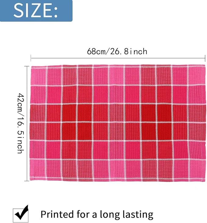 Bright Large Kitchen Towels, 16 Inch x 26 Inch Buffalo Check Dish Towels
