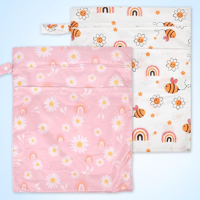 2pcs Travel Waterproof Laundry Bag, Cloth Diaper Wet Dry Bags