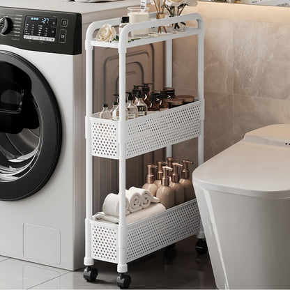 runsfeld Slim Storage Cart, Kitchen Gap Storage, Multi-Layer Organizer with 360° Swivel Wheels for Kitchen Bathroom (Black,3 Tier)