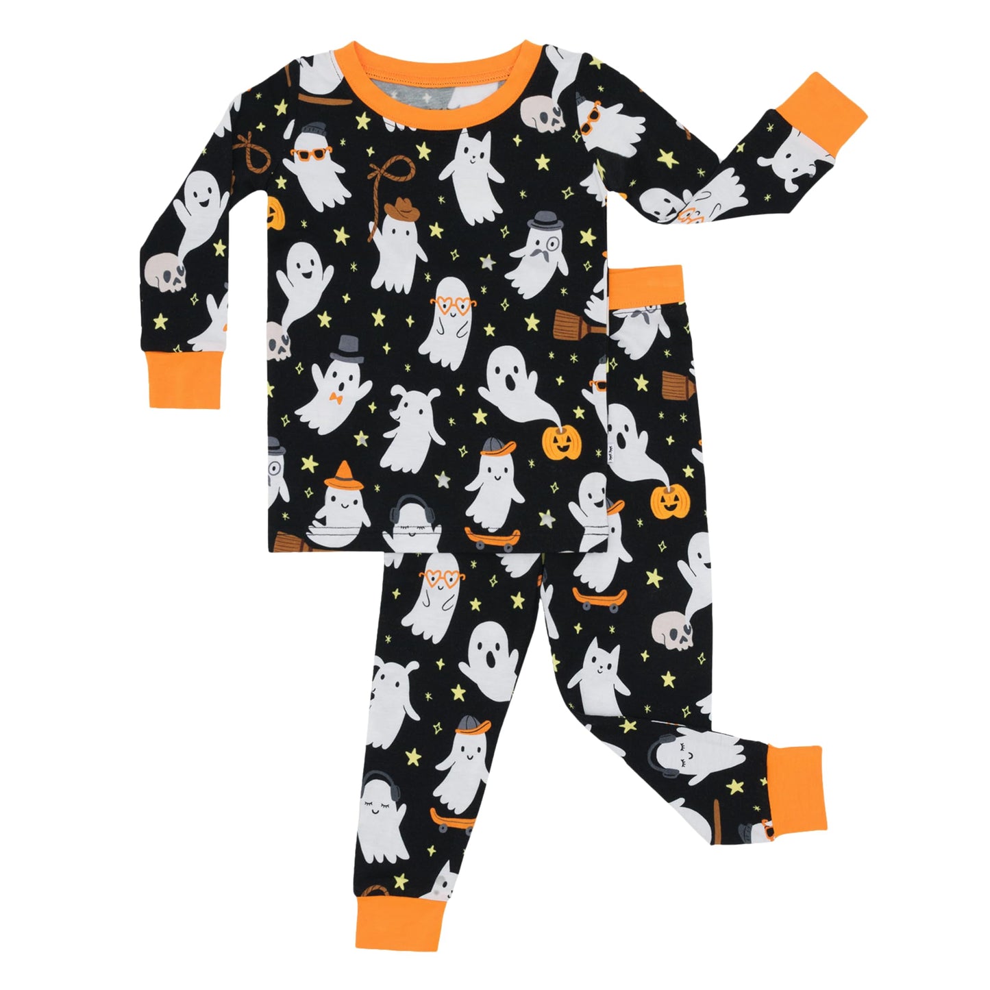 Little Sleepies Two-Piece Halloween Pajamas Set for Boys & Girls, Viscose from Bamboo Toddler Pajamas, Family Matching PJs, Friendly Ghosts, 4T