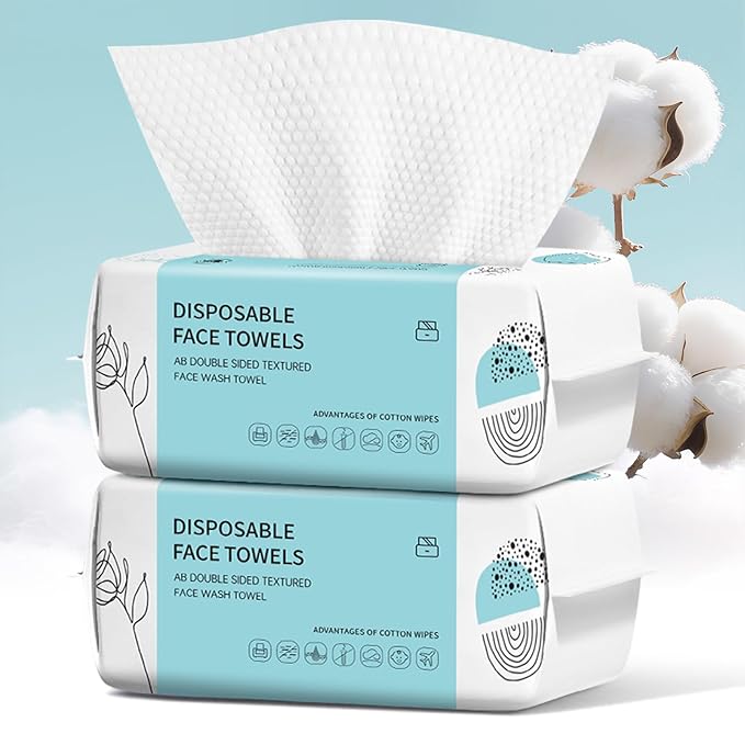 Disposable Face Towel 200 Count, Ultra Soft & Thick Washcloths, Biodegradable