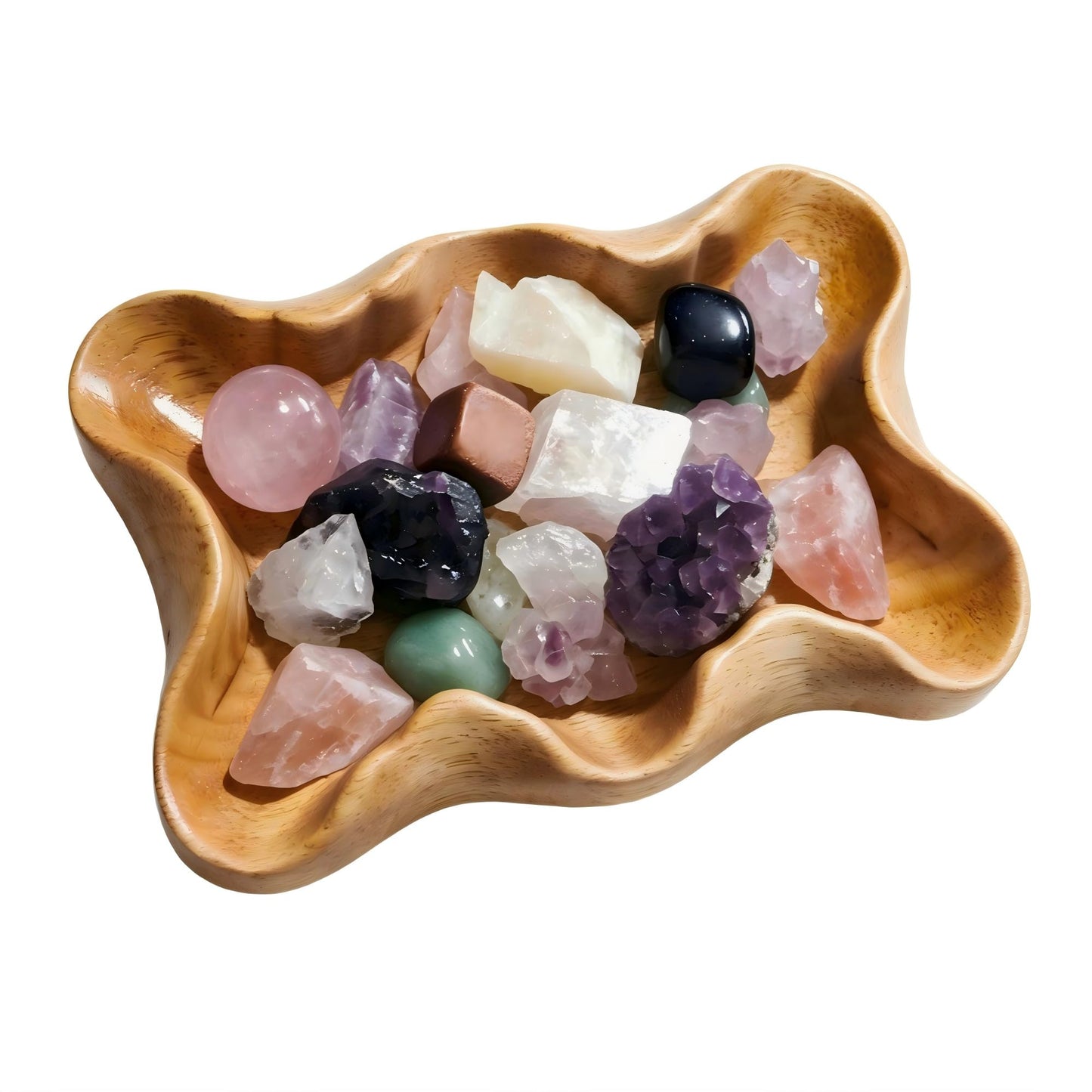 Crystal Tray for Rocks, Gems, and Healing Stones, Wooden Decorative Display Holder, Altar Offering Plate, Zen Decor Tray for Essential Oils