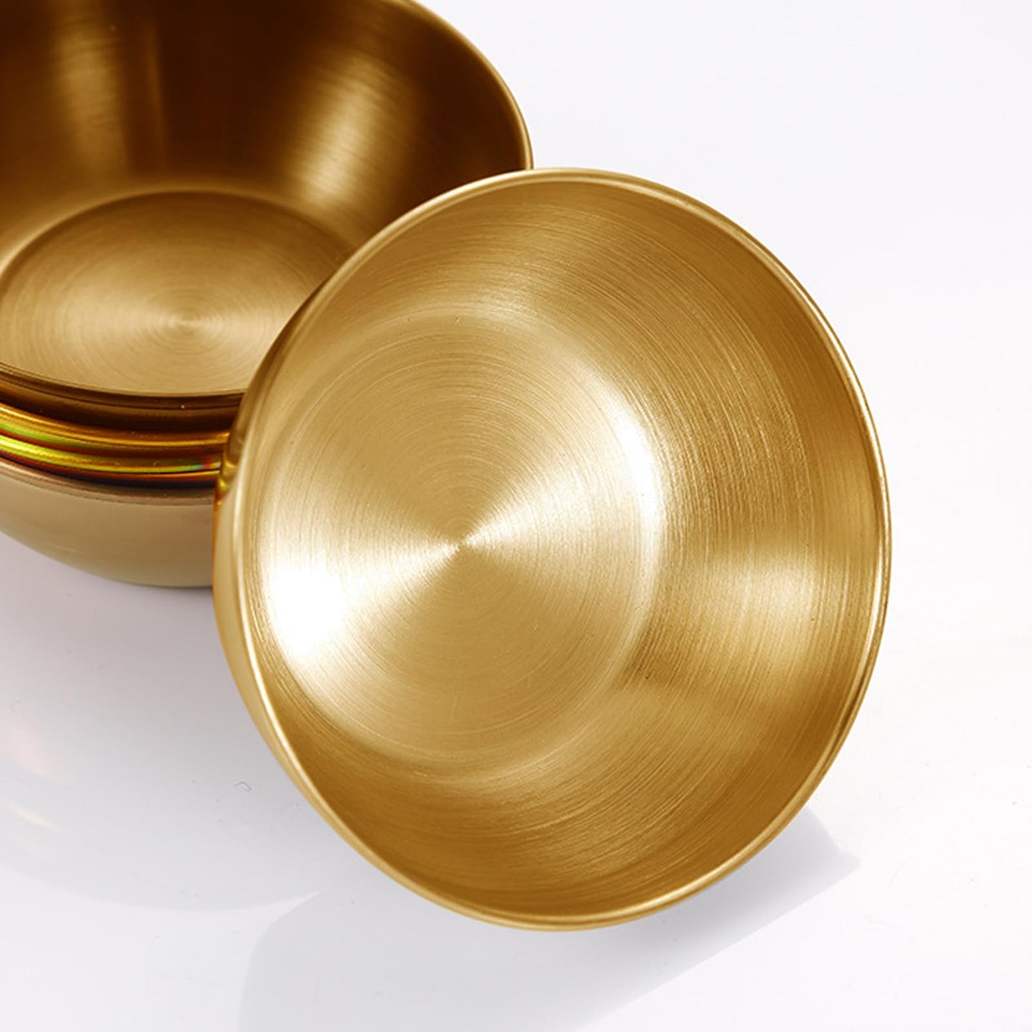Vyooxcy 5 Pcs Gold Stainless Steel Sauce Dip Bowls，Mini Individual Saucers Bowl Round Seasoning Dishes Sushi Dipping Bowl Appetizer Plates