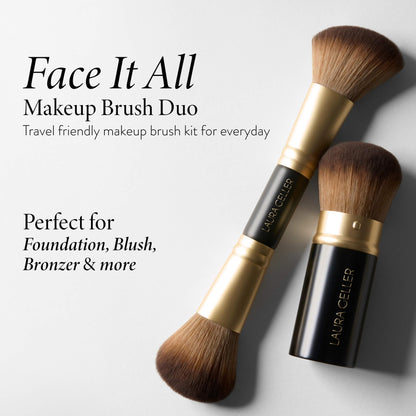 LAURA GELLER NEW YORK Retractable Black Kabuki Brush for Liquid, Cream and Powder Face Makeup With Aluminum Handle