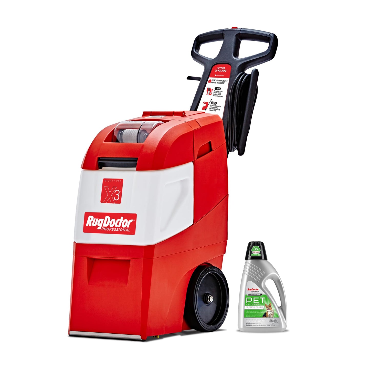 Rug Doctor Mighty Pro X3 Commercial Carpet Cleaner with Pet Cleaner Pack