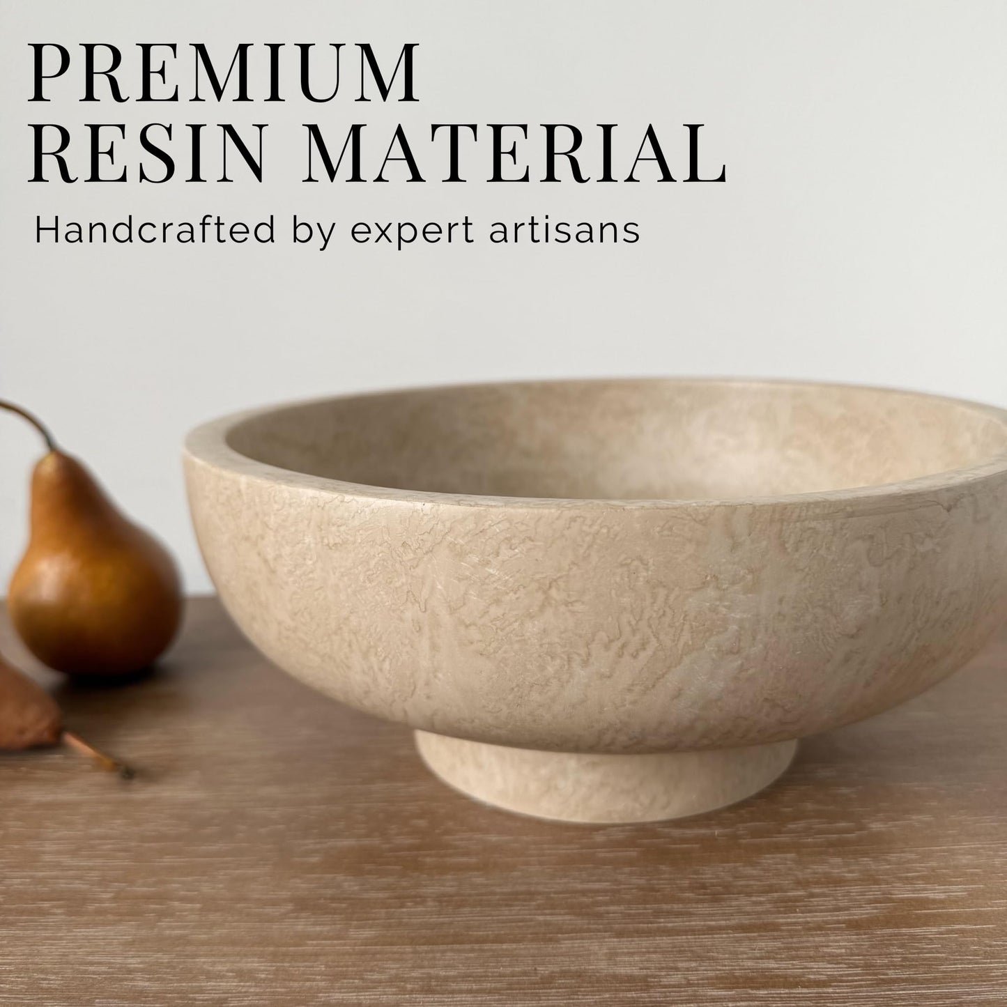 OAKOA Modern Fruit Bowl for Kitchen Counters - Large Decorative Bowl for Home Decor- Key Bowl for Entryway Table - Pedestal Bowl - Stone Bowl